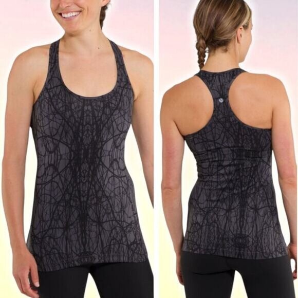 LULULEMON Cool Racerback Size 2 Coal Ground Nesting Black Bird - Picture 1 of 4